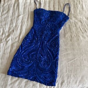 Sz 0, like new! B Darlin Royal Blue Sequin Mini Dress